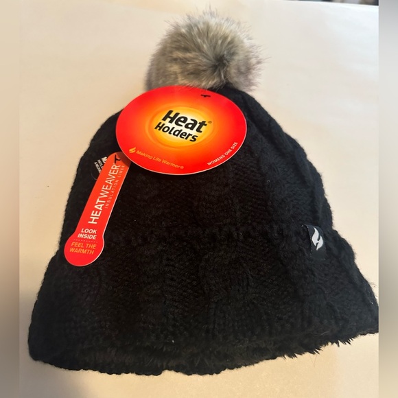 Heatweaver Other - Women's Brina Solid Cable Knit Roll
Up Hat with Pom-Pom